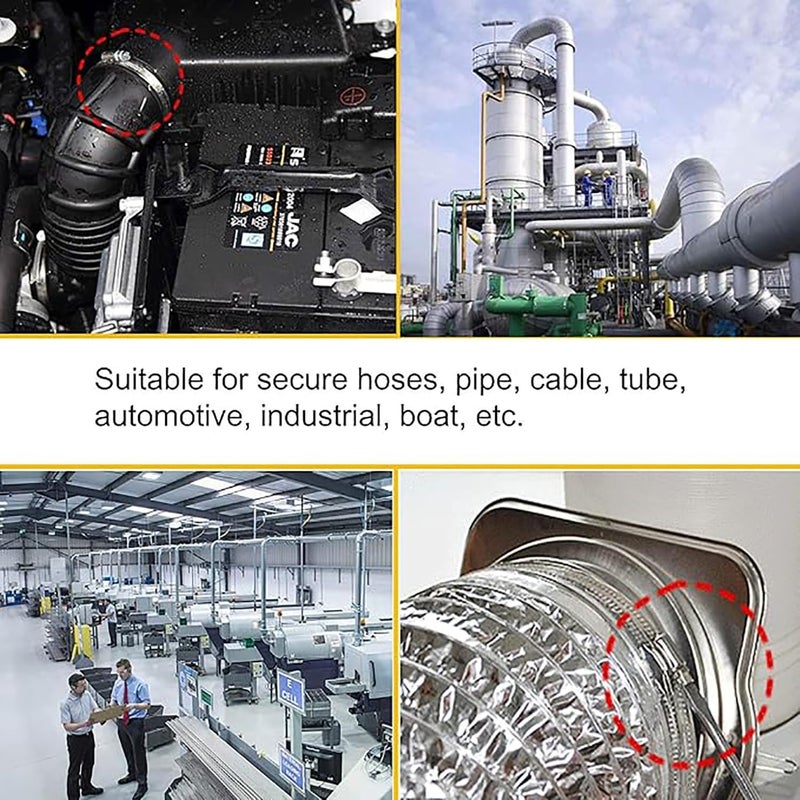 Bxian 5PCS 3 Inch Metal Hose Clamps 304 Stainless Steel Adjustable Pipe Clamp Worm Gear Drive Hose Clamp Adjustable Diameter 2.5 Inch to 3.5 Inch - Image 4
